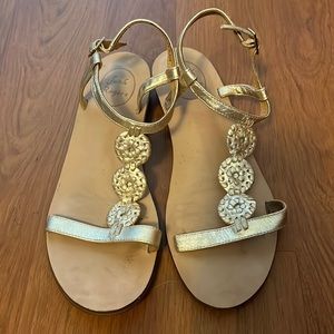 Jack Rogers gold sandals
